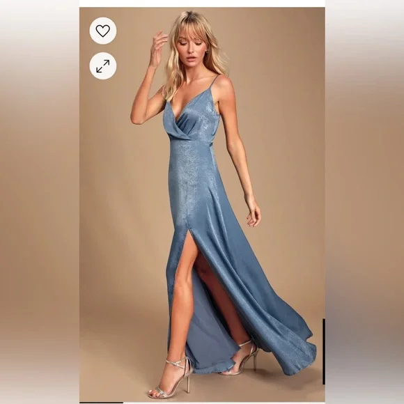 slate blue satin dress Slate Blue Sweetheart Mermaid Satin Pleated Long Prom Dresses With Beading, Royal Blue / 14